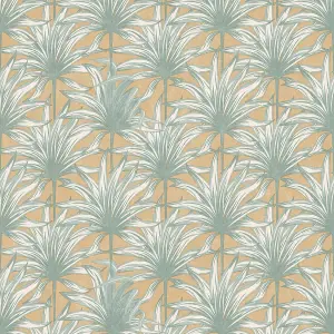 Muriva Yellow Tropical Distressed effect Embossed Wallpaper