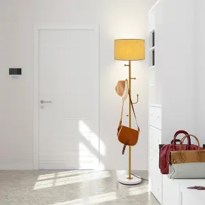 Costway Modern Floor Lamp with Coat Rack Freestanding Lamp W/ 5 Hooks & Foot Switch E27