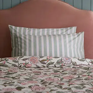 Joules Juliette Stamp Green Pillowcase Standard Pair