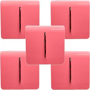 Trendi Modern 1 Gang 1 or 2 way Screwless Rocker Light Switch in Strawberry Red (Pack of 5)