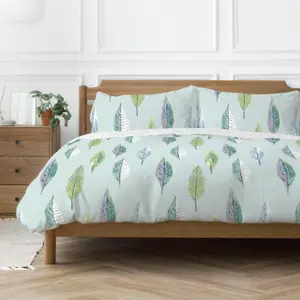 Copenhagen Home Flynn Duvet Cover Set Scandi Leaf Design Duck Egg