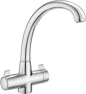 JASSFERRY Monobloc Mixer Tap Swivel Spout Twin Lever for Kitchen Sink