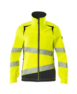 Mascot Accelerate Safe Ladies Fit Ultimate Stretch Work Jacket (Hi-Vis Yellow/Dark Navy)  (X Large)