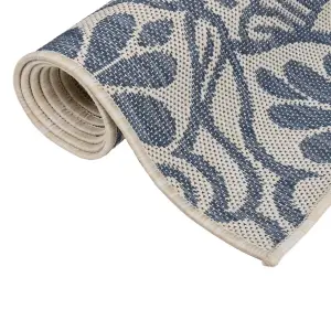 Outdoor Flatweave Rug 80x250 cm Blue Pattern