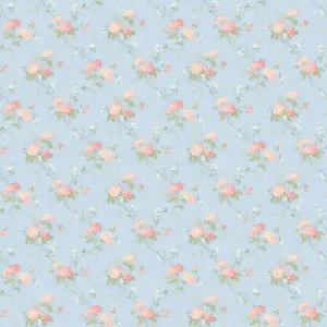 Galerie Pretty Prints Blue/Pink Mini Hydrangea Trail Wallpaper Roll