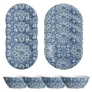 Purely Home Atlantic Blue 12 Piece Melamine Dinnerware Set for 4