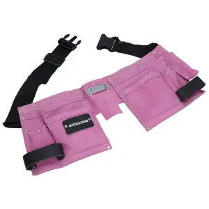 Pink Leather Tool Belt Builders Storage Pouch Ladies Tool Bag Holder 11 Pockets Loops