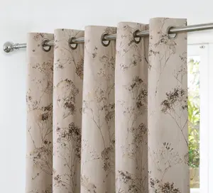 Home Curtains Lucia Thermal Interlined 65w x 54d" (165x137cm) Natural Eyelet Curtains (PAIR)