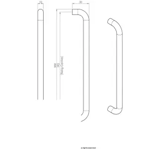 Round D Bar Cabinet Pull Handle 202 x 10mm 192mm Fixing Centres Satin Nickel