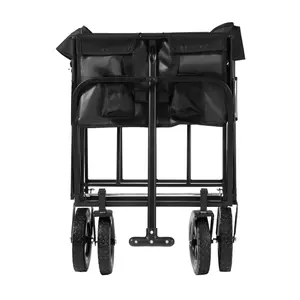 Black Heavy Duty Foldable Garden Festival Trolley Camping Folding Cart Wagon Truck Wheelbarrow