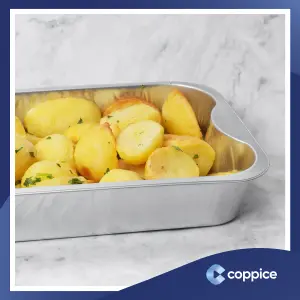 5 Pk Coppice Strong Aluminium Foil Trays for Baking, BBQ, Roasting & Grilling 29 x 19 x 5cm. Freezer, Microwave & Oven Safe