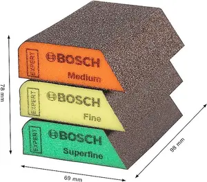 Bosch 2608901174 Combi S470 Mixed Grit Foam Sanding Blocks Medium Super Fine 3PC