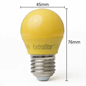 Extrastar 4W Yellow LED Golf Ball Modern ColouYellow Light Bulb E27 (Pack of 6)