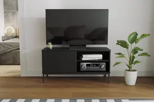 Querty 04 TV Cabinet in Black Matt - Streamlined Design for Modern Living - W1010mm x H500mm x D410mm