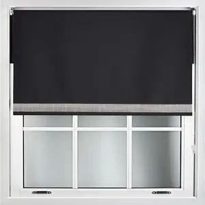 Furnished Diamante Edge Blackout Roller Blinds Made to Measure - Black (W)120cm x (L)210cm