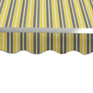 SunDaze 3x2.5m Garden Awning Replacement Fabric Top Cover Front Valance Yellow-Stripe