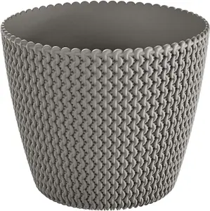 Plant Pots Indoor Outdoor Plastic Flowerpot Small Medium Large Splofy  Grey 22.5cm