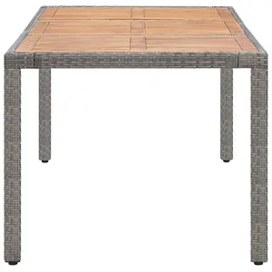 Berkfield Garden Table Grey 190x90x75 cm Poly Rattan and Solid Acacia Wood