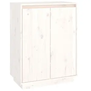 Shoe Cabinet White 60x35x80 cm Solid Wood Pine