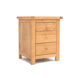 Lugo 3 Drawer Bedside Table Wood Knob