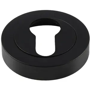 50mm Euro Profile Round Escutcheon Concealed Fix Matt Black Keyhole Cover