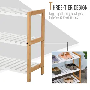 HOMCOM 3-Tier Shoe Rack Wood Frame Slatted Shelves Open Hygienic Storage 57x70cm