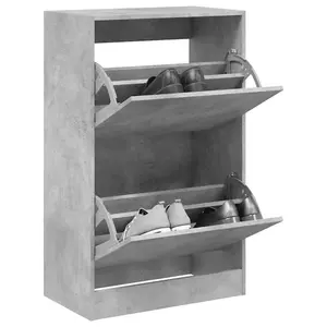 Shoe Cabinet Concrete Grey 60x34x96.5 cm Engineered Wood