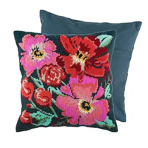 Half Cross Stitch / Tapestry Kit: Cushion: Painted Floral