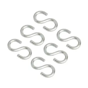 Diall Zinc-plated Steel S-hook (H)25mm, Pack of 6