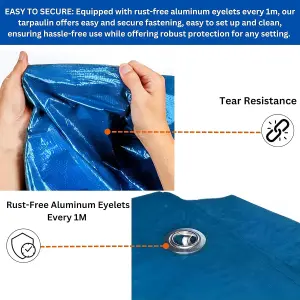 Large Blue Tarpaulin in Various Sizes Durable, Water, UV Resistant Tarp Plastic Sheet - Ground Sheet for Versatile Use 4m x 5m