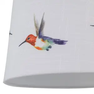 First Choice Lighting Hummingbird Bird Print Linen Easy Fit 28cm Pendant or Table Lamp Shade