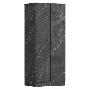 ZITA - 2 Door Plain Wardrobe + 2 Door Plain Wardrobe in Matt Charcoal Grey Marble Effect