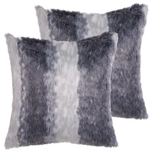 Set of 2 Cushions HORDEUM Faux Fur 45 x 45 cm Solid Dark Brown