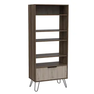 large display bookcase with storage area  bleached oak effect & grey, Nevada range