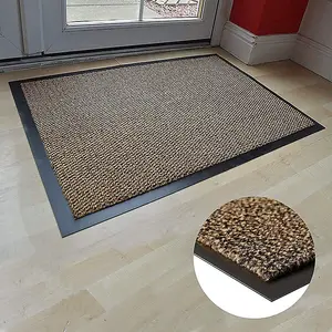 Wadan Brown 90x200cm Door Mat, Heavy Duty Washable Non-slip Rubber Back Entrance Rug, Shoes Scraper Barrier Mat Indoor & Outdoor