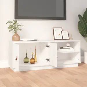 Berkfield TV Cabinet White 105x34x40 cm Solid Wood Pine