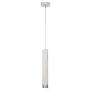 Luminosa Tuba Slim Pendant Ceiling Light White, Chrome 10cm