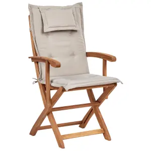 Set of 2 Garden Chairs with Cushions MAUI Acacia Wood Taupe