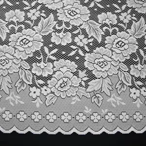 Home Curtains Balmoral Floral Heavyweight Net 400w x 206d CM Cut Lace Panel White