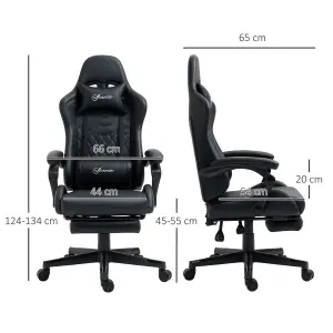 Vinsetto Racing Gaming Chair Faux Leather Gamer Recliner Home Office, Black