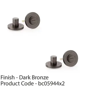 2 PACK - Modern Hammered Thumbturn & Release Lock - Dark Bronze - Bathroom Door WC