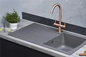 Liquida AR10GR 1.0 Bowl Composite Reversible Inset Grey Kitchen Sink With Waste