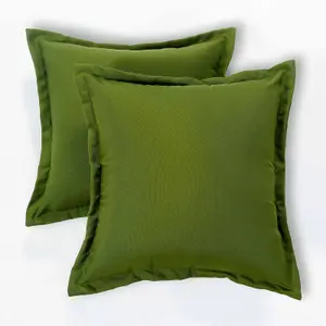 Homescapes Green Plain Outdoor Cushion 45 x 45 cm, Set of 2