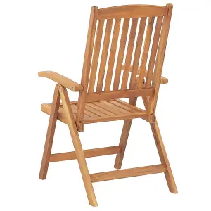 Set of 6 Garden Chairs with Cushions JAVA Acacia Wood Off-White