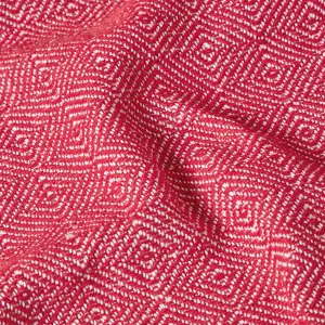 Homescapes Malda Red & White Cotton Throw with Tassels 225 x 360 cm