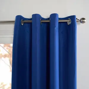 Kids Blackout Eyelet Curtains Thermal Pair of Ring Top Panels, Blue - 66X54"