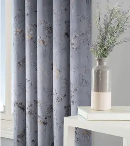 Home Curtains Lucia Thermal Interlined 45w x 54d" (114x137cm) Grey Eyelet Curtains (PAIR)