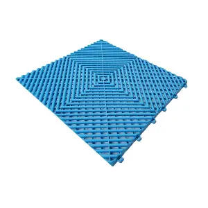 Nicoman Heavy Duty Vented Interlocking Garage Tiles - 40cm x 40cm - Light Blue - Pack of 15