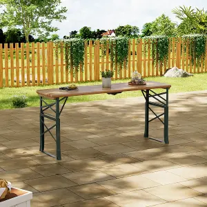 170cm W Wooden Outdoor Garden Table with Adjustable Frame and Foldable Design