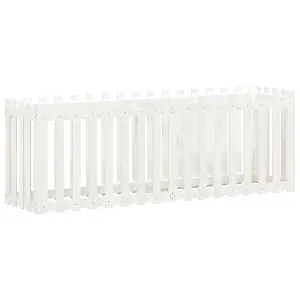 Berkfield Garden Raised Bed with Fence Design White 200x50x70 cm Solid Wood Pine